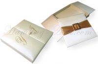 Make your big wedding day a luxury one by starting the invitation with NANGFA's world famous silk invitation boxes featuring crystal embellishments with czech rhinestones and fine silk lining. Each box can be ordered individually in your custom color and 