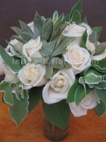 foliage and ivory roses bouquet, vintage style.