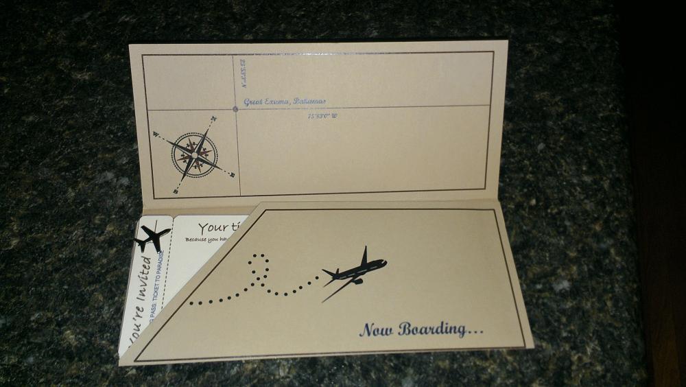 Kelli's boarding pass invitation with pics and templates