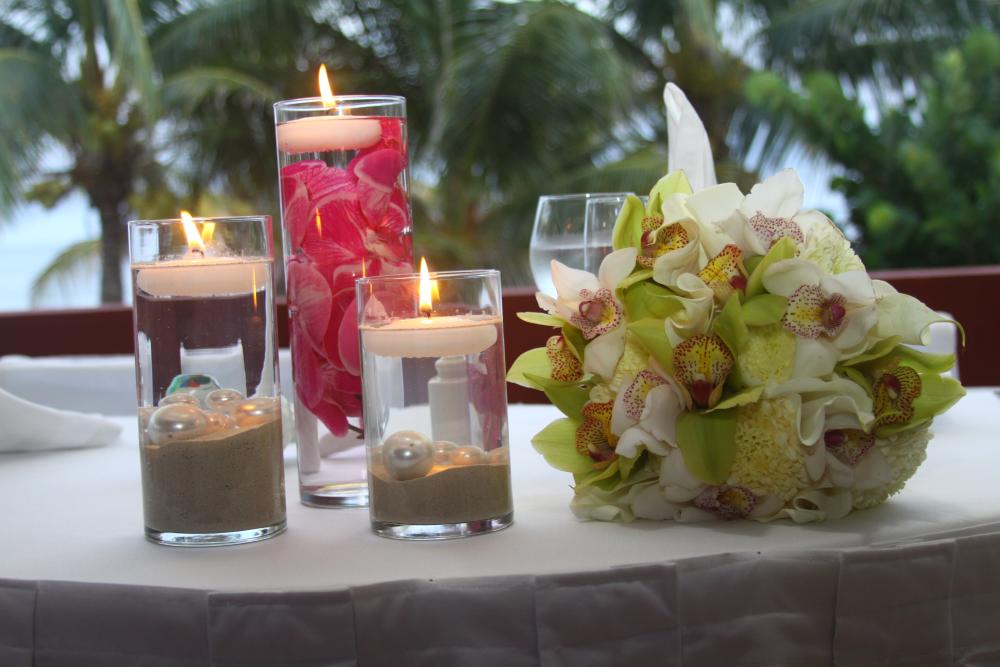 Post Wedding Sale!!! Centerpieces, Flowers, Candles, Parisol, Table Numbers