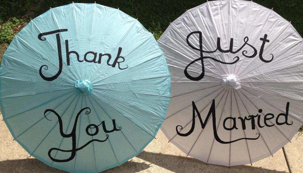 Thank you/ Just Married Paper Parasols for Wedding pics