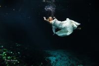 bride floating On water