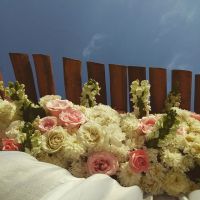 flower arrangement across the wedding gazebo