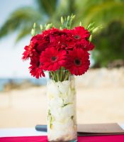 Red and beautiful tall centerpiece