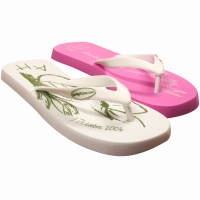 Pink and white flipflops