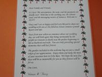 Close up of welcome letter