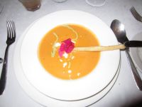 Tomato bisque from the wedding menu at El Dorado.  The food at Karisma Resorts truly is gourmet this soup was delicious! 