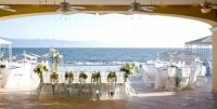 Wedding set up on terrace of private ocean club