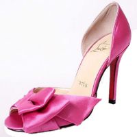 Christian Louboutin Bow T Dorcet is a crepe satin dâ€™orsay pump with rouched peep toe and side bow detail?